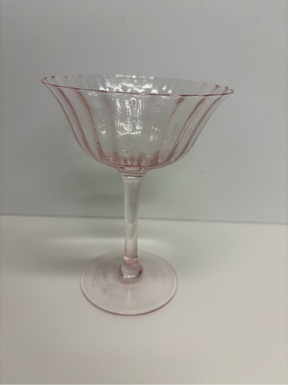 Pink Ribbed Aperitif Summer Coupe Cocktail Glass